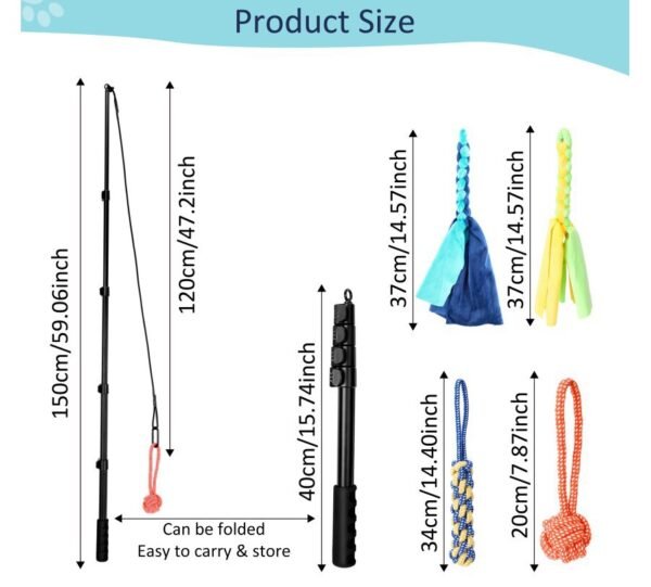 Retractable Flirt Pole for Dogs – Interactive Training & Exercise Toy – Dog Agility & Chase Stick for Puppies and Adults - Image 2